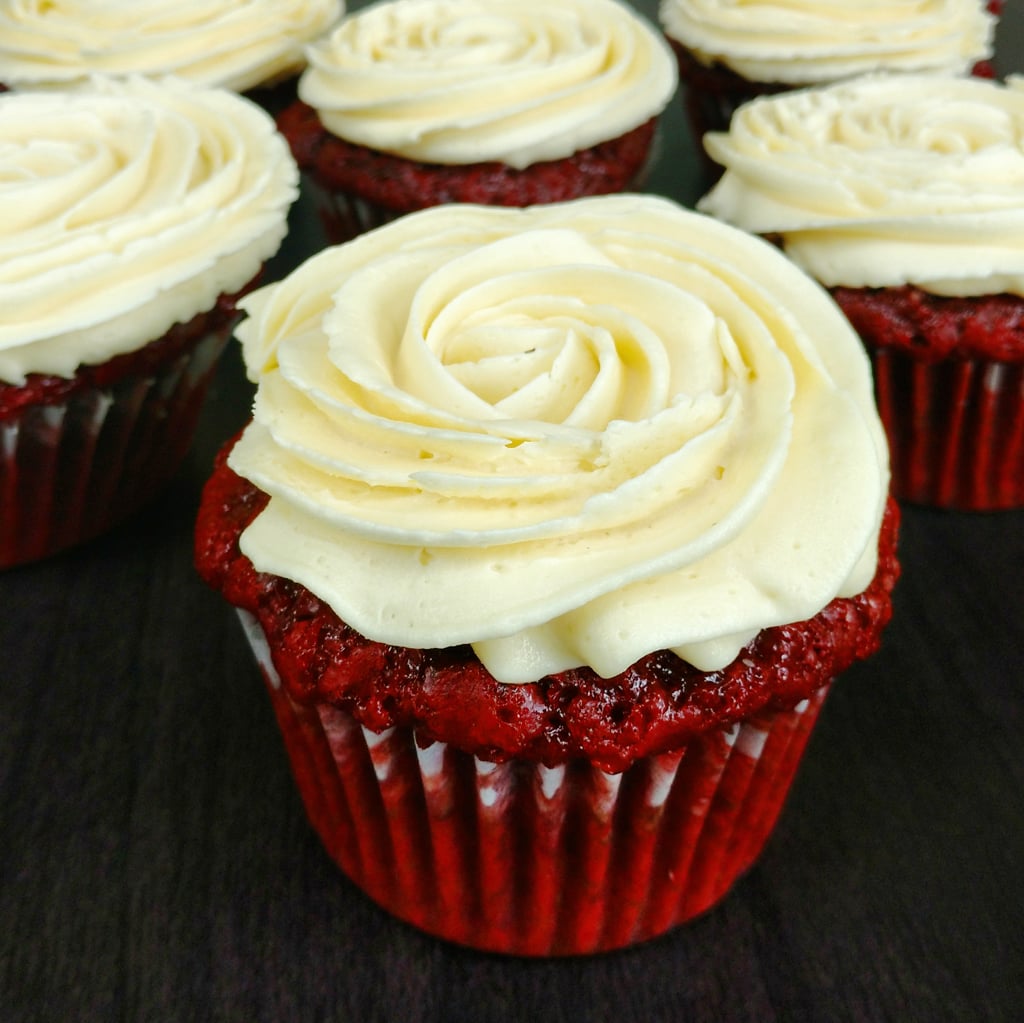 Eggless Red Velvet Cupcakes With White Chocolate Frosting Recipe Flours And Frostings