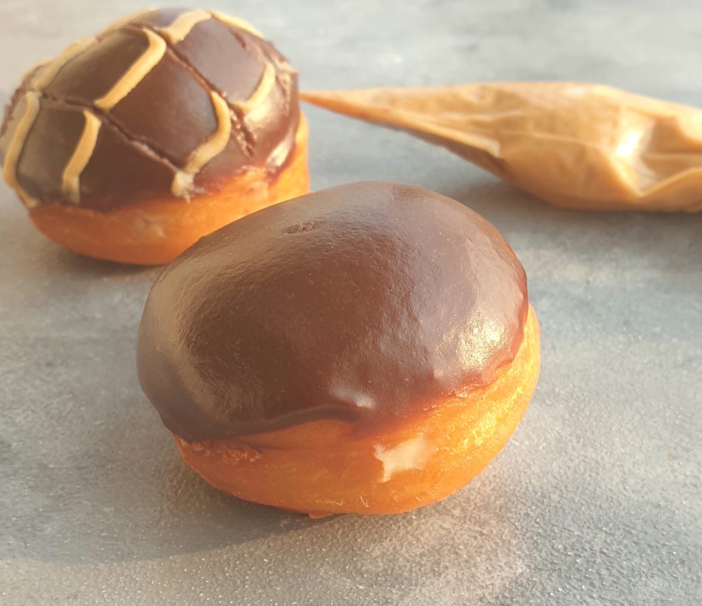 eggless peanut butter and chocolate doughnuts